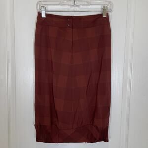 Babette Lagenlook Brown Pencil Skirt Checkered Scrunch Pleated‎ Midi S